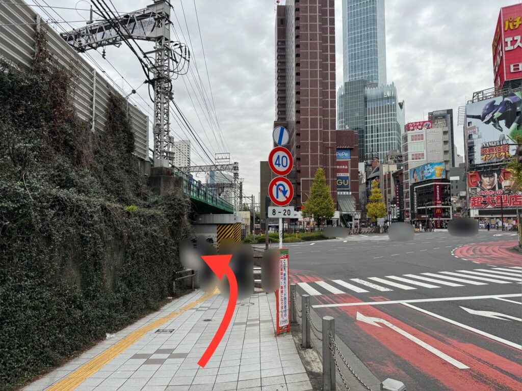 左に曲がり、ガード下を抜けて新宿大ガード西交差点に行く。